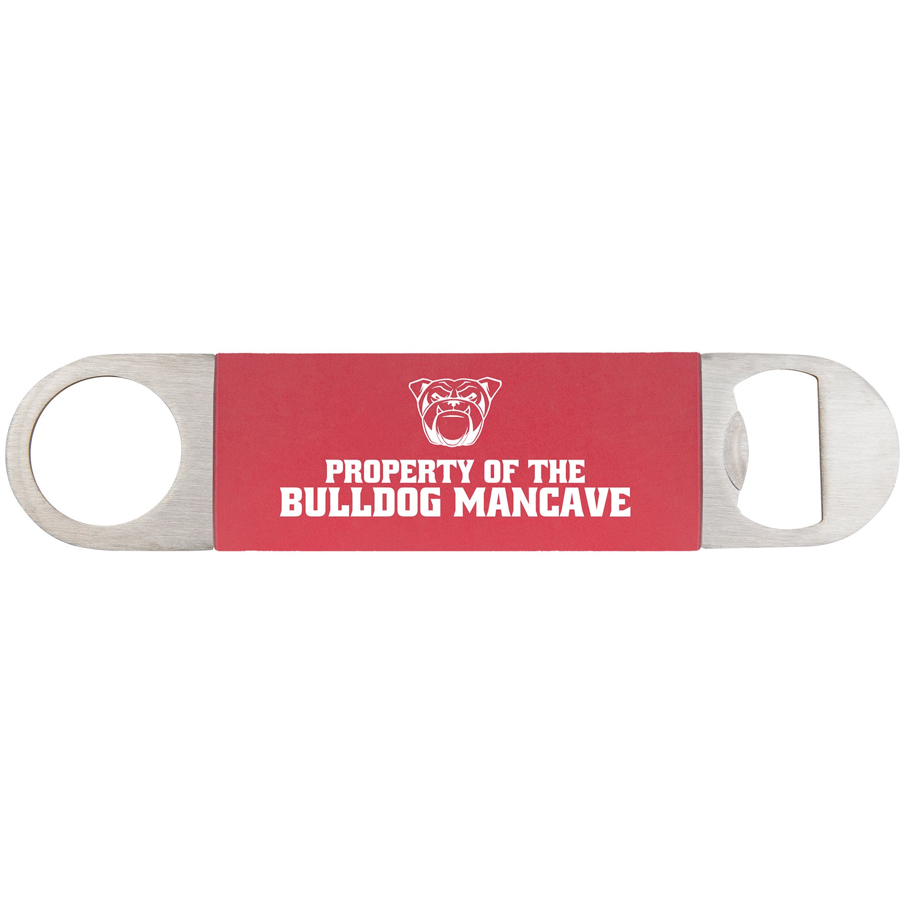 Red/White Bottle Opener with Silicone Grip